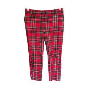 J Crew Factory Tartan Winnie Pant Women's Sz 10 AG731 Stretch Preppy Academia